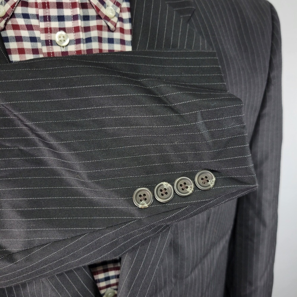 Ralph Lauren Men's Sport Coat Blazer Two Button Black Pin Striped Wool Size 44R - Picture 9 of 14